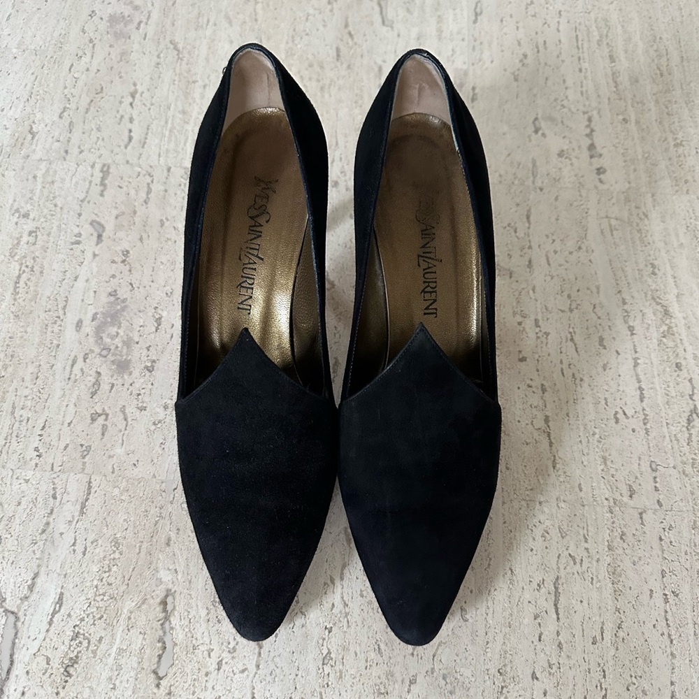 YSL | Yves Saint Laurent Vintage Black Suede Pumps, Size 8.5
